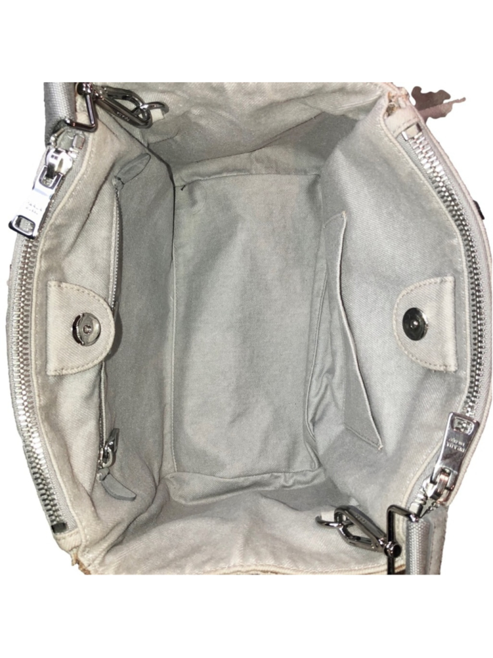 PRADA Canapa Bijoux 2-Way LT Grey Canvas Tote Bag Adorned with Crystals & Studs - Picture 9 of 17